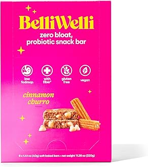 Belliwelli Soft Baked Probiotic Snack Bar | Gluten-Free, Dairy-Free, Vegan, & Low-FODMAP | Cinnamon Churro (8 Pack)