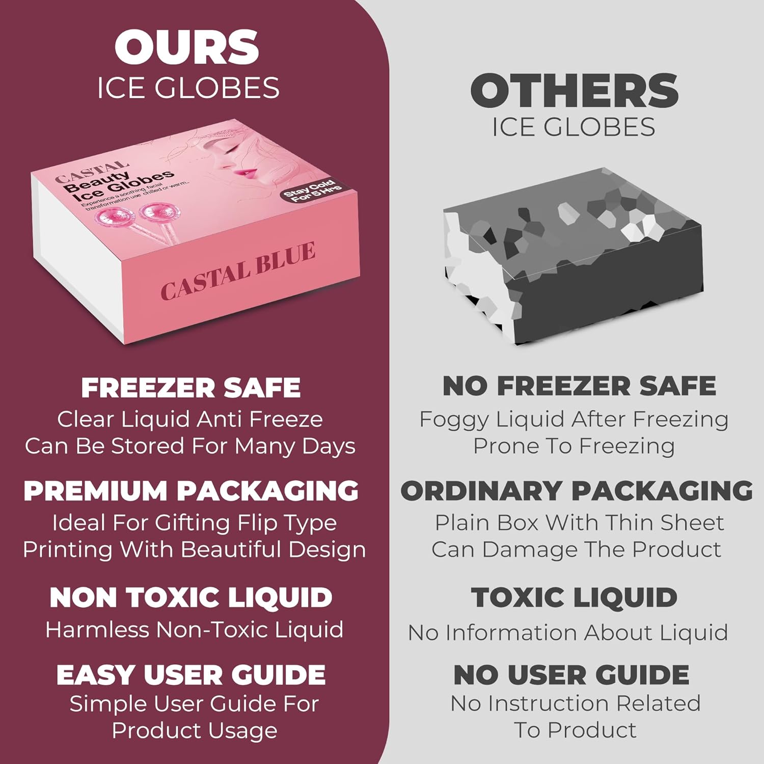 Ice Globes for Face 2Pcs – Freezer Safe Ice Globes for Facials, Skin Tightening & Anti-Aging – Reusable Facial Ice Globes for Reduction of Puffiness & Wrinkles of Face, Neck & Eyes–Pink - Image 7