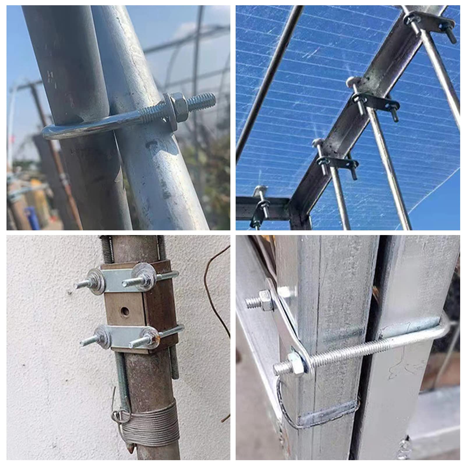 Nizirioo 4 pezzi staffa di fissaggio per box da tetto con filettatura, m6 bulloni a U profilo in acciaio inox quadrato tubo quadrato scatola di fissaggio angolo di ricambio
