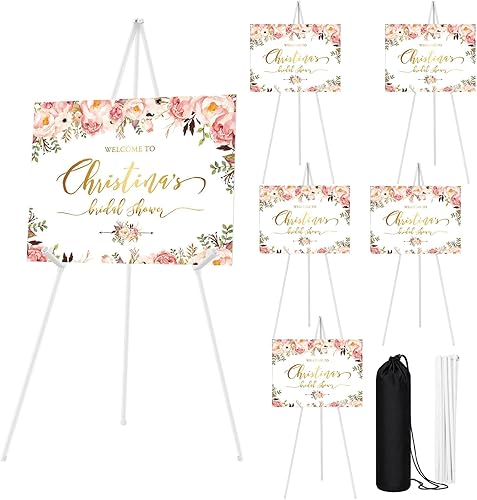 Vista 38 de Caballete negro de 3 piezas para soporte de letrero de boda, caballete de arte ligero ajustable de 66 pulgadas para exhibición, letrero de boda