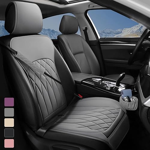 Paquete de 1 funda de cuero para asiento delantero de automóvil, protector universal para asiento de automóvil sin laterales con bolsillo de