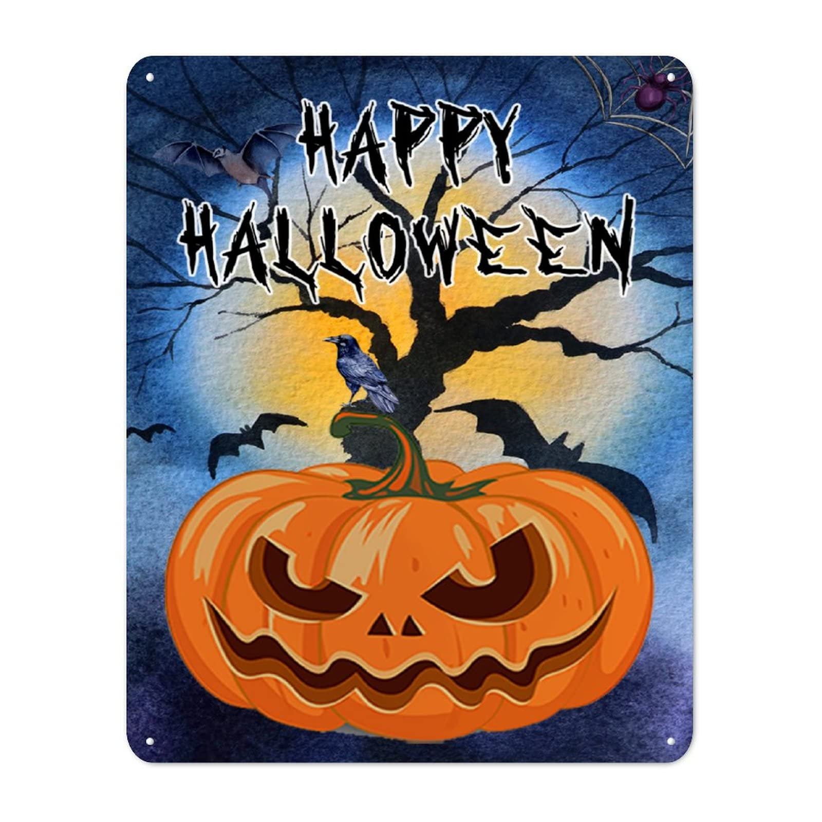 Panneau en métal Happy Halloween haut de gamme au design chic