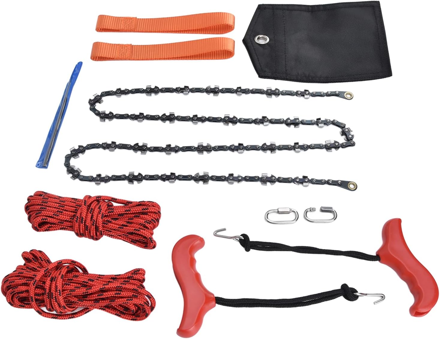 Hand Rope Chain Saw with 53 Inch Dual - Sided Teeth Blades, Folding Pocket Chainsaw for Tree Trimming, Portable Outdoor Camping Tool with Ergonomic Handles and
