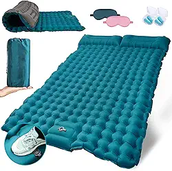 Colchão Inflável Double, Portátil Dobrável, Rápida Inflação/Deflação, Impermeável, Comfort, Camping, Viagem (Azul)