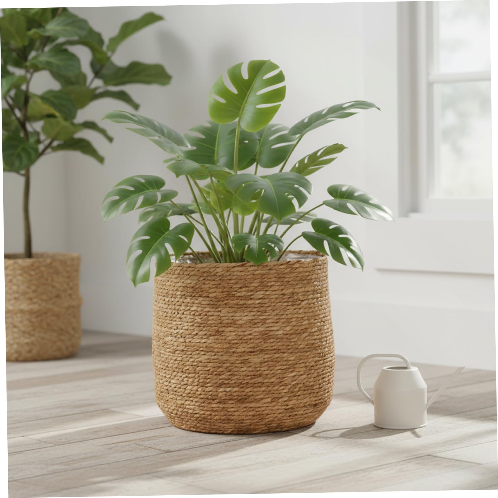 Pot de fleur en paille tissée, panier de jardinière en jonc mer 12 pouces, Vase en rotin en osier, organisateurs d'articles divers, bacs rangement, panier jardinière tissé à la main avec