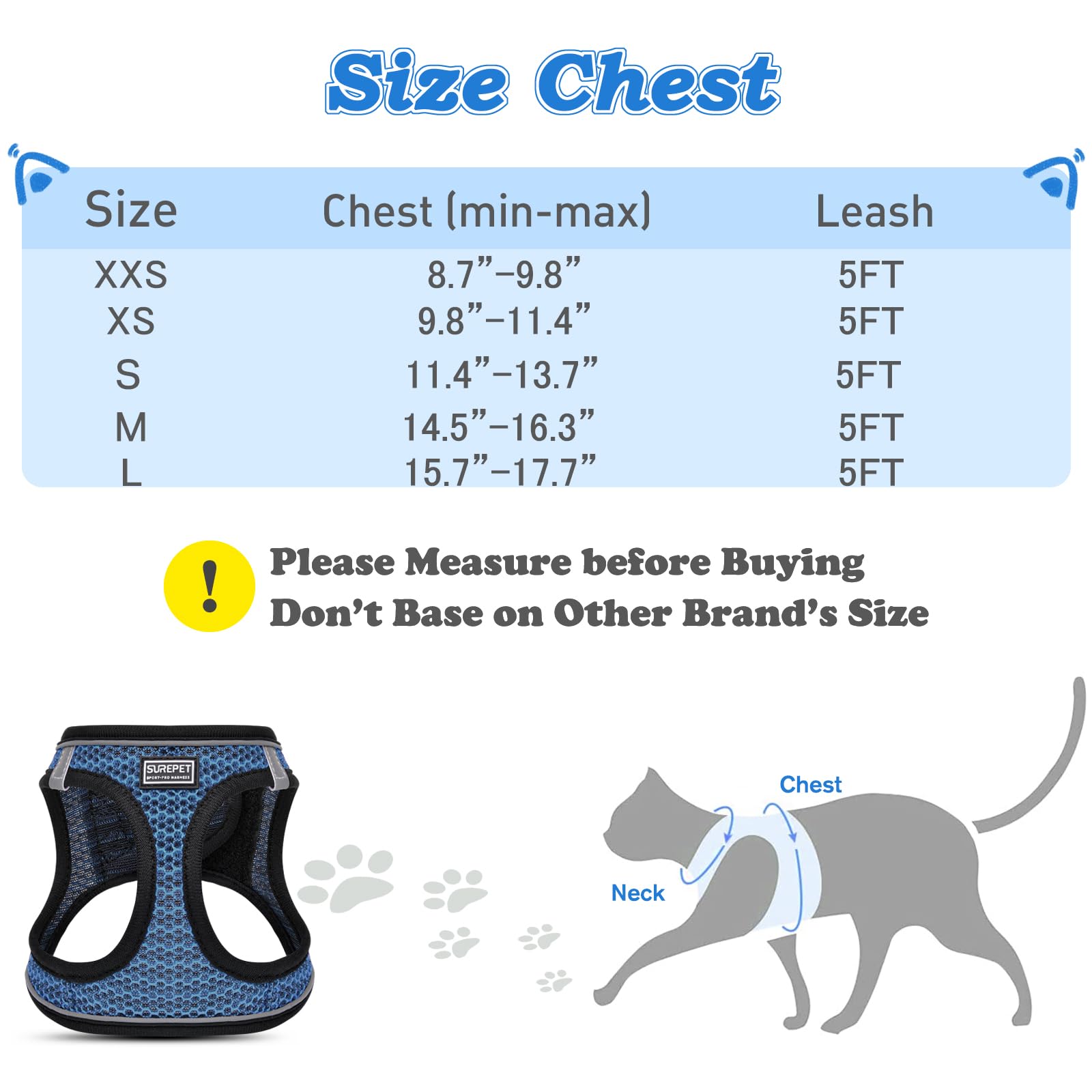 Arnés y Correa para Gatos para Caminar a Prueba de Escapes, arnés Ajustable para Gatitos, arnés Reflectante de Malla Suave para Cachorros, para Exteriores, Ajuste cómodo, fácil de controlar, Azul