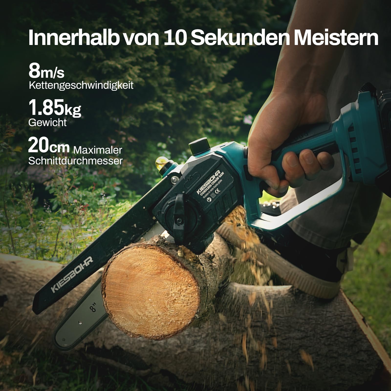 20cm Mini Akku Kettensäge Kompatibel mit Makita 18V(nicht G-Serie) | Werkzeuglose Kettenspannung, Integrierte Kettenschmierung, Bürstenloser Motor, ohne Akku und Kettenöl