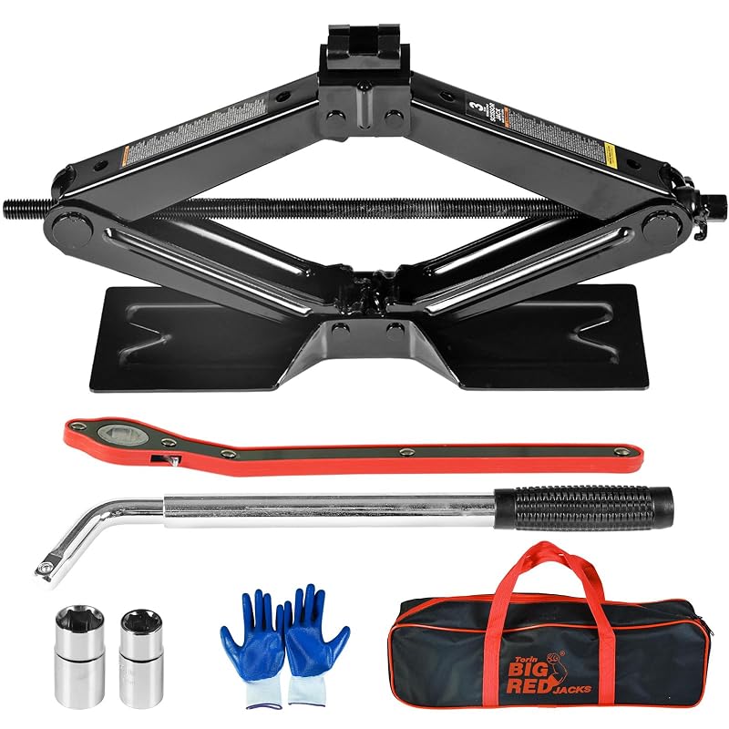 BIG RED Macaco Sanfona para Carro 3 t com Chave de Roda e Kit para Troca de Pneus ATR3DSTR