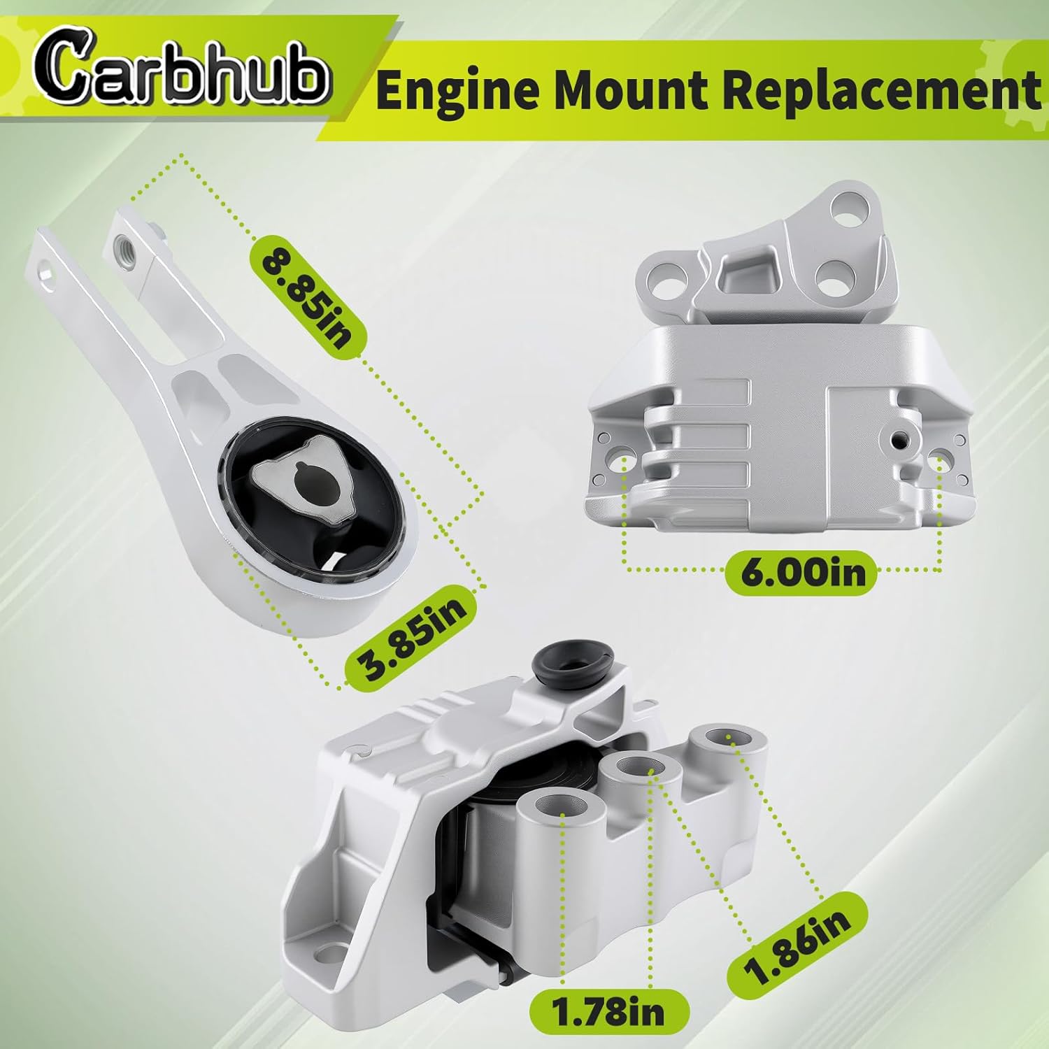 Carbhub 68363756AA Engine Motor Transmission Mount Set Fit for Jeep Renegade 2.4L Fiat 500X 2.4L Replace Number 68363756AA 68363755AA 68258599AA 68246578AA 68246572AA 68254672AA