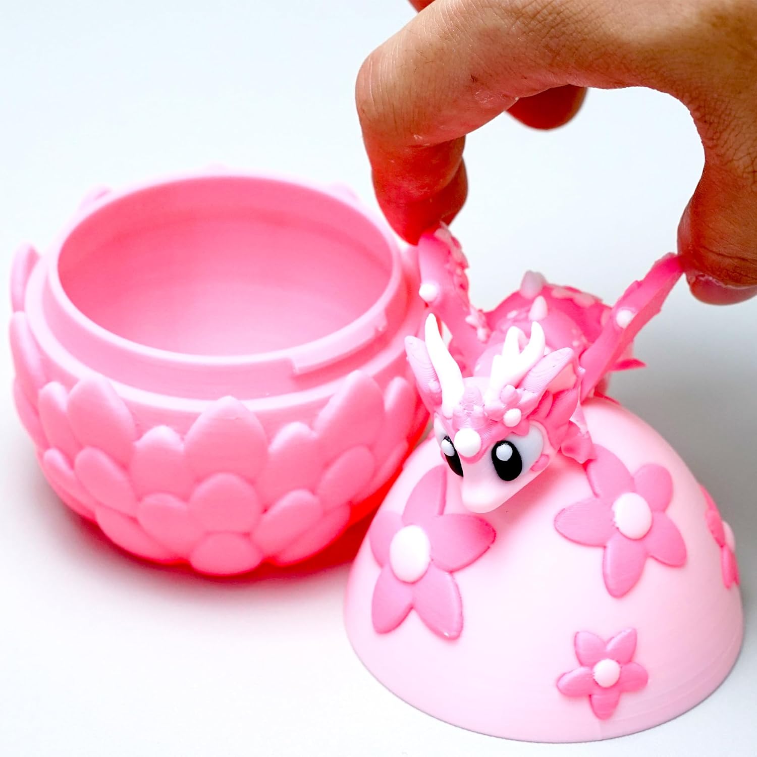 Colourful 3D Printed Dragon Egg,Little Dragon Inside Egg,Flexible Realistic Articulated Animal Fidget Toys,Mystery Figurines Gifts,Executive Desk Décor and Festival Collectible (Sakura) - Image 3