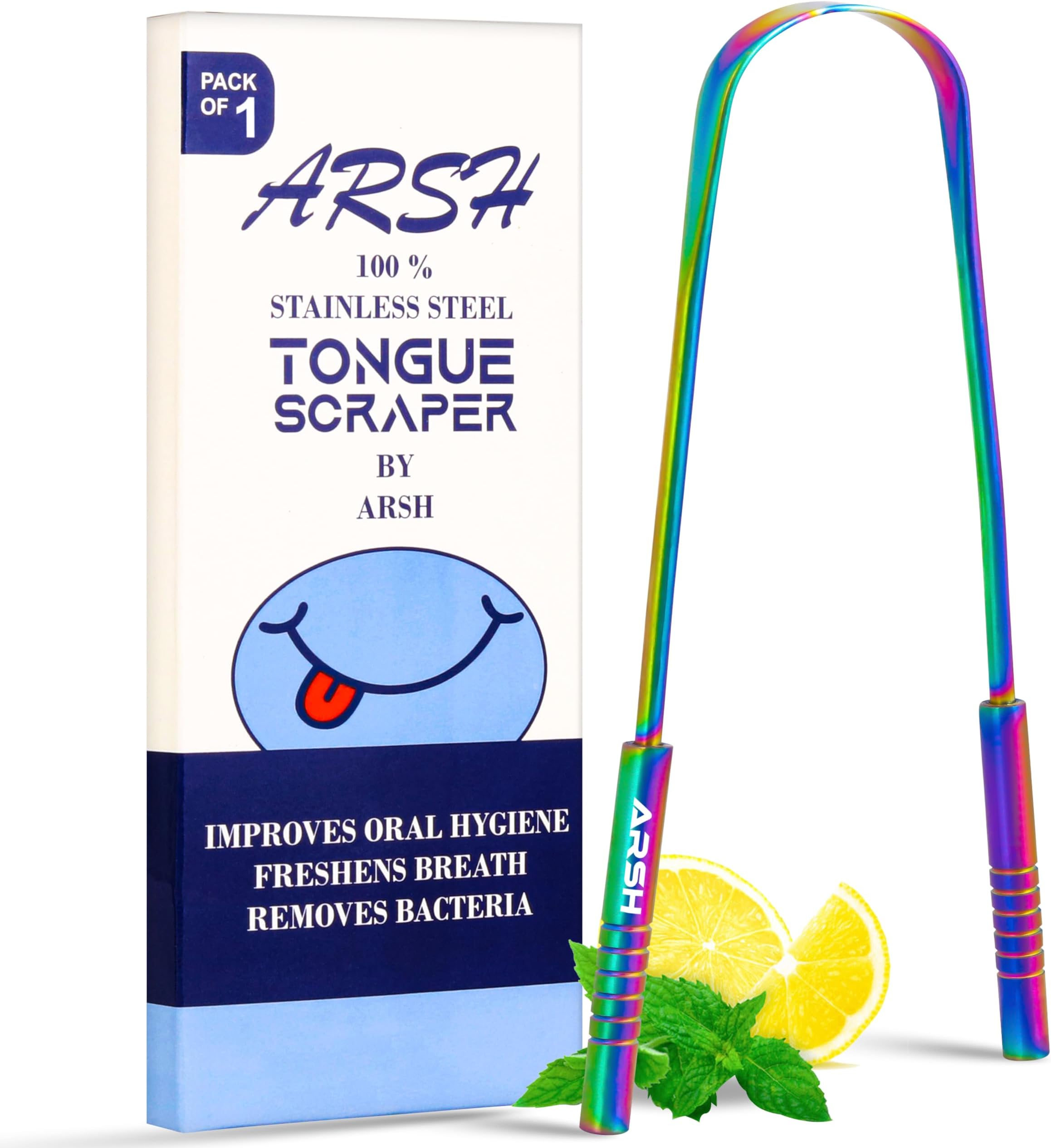 Arsh Tongue Scraper for Adults Stainless Steel Tongue Cleaner for Oral Care & Hygiene Tongue Cleaner for Men and Women Tongue Scrubber for Reduce Bad breath100% Metal Tongue Cleaners