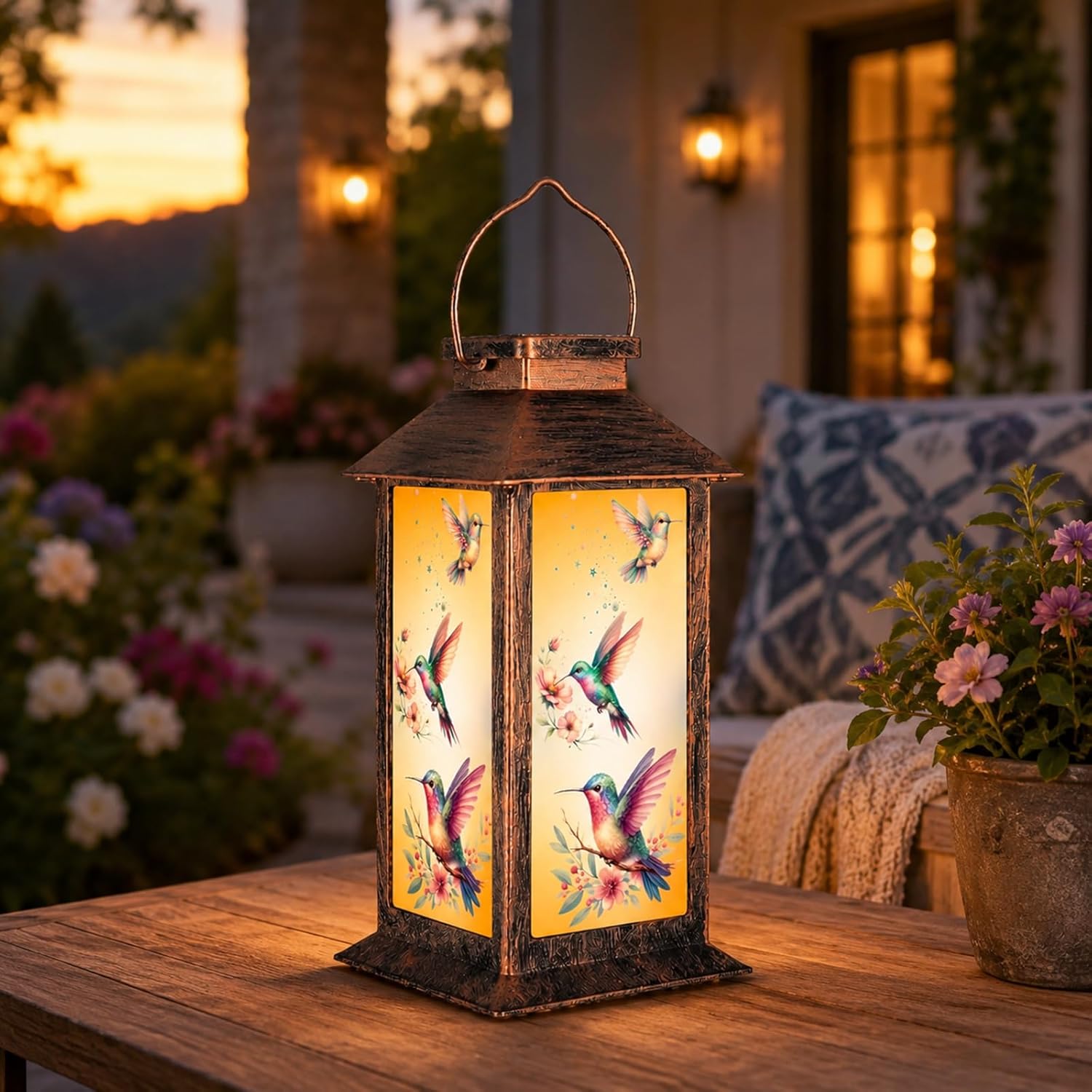 Solar Lanterns for Garden Decor, Waterproof Design Solar LED Hanging Lights for Yard, Patio, Lawn, and Porch, Gifts for Mom, Grandma(Hummingbird)