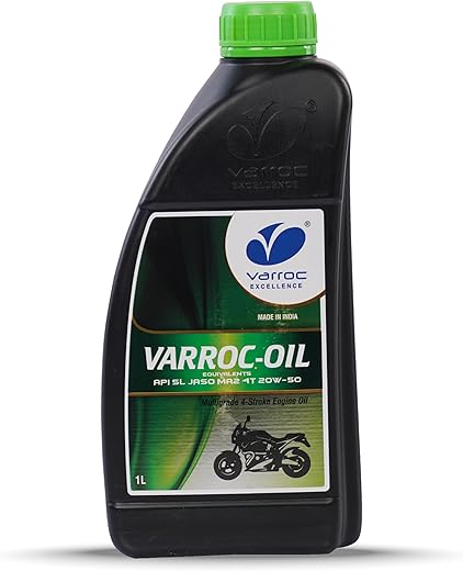 VARROC 20W50-Multi-Grade 4 Stroke Engine Oil for Bikes High Friction Modifiers High Fuel Economy Ideal for High Performance Bikes 1L