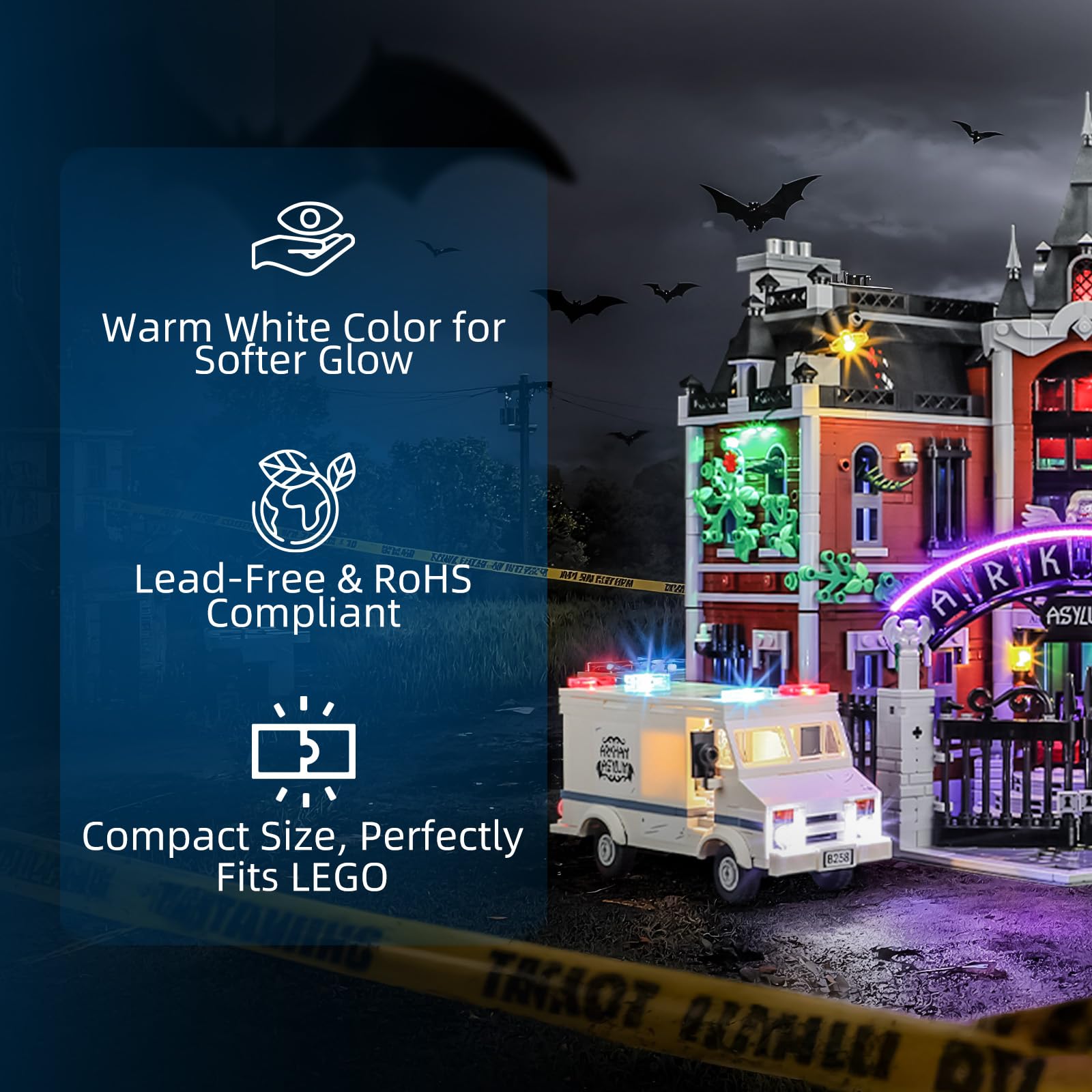 YEABRICKS LED Light for Lego-76300 DC Arkham Asylum Building Blocks Model (Building Set NOT Included), Multicoloured - Image 3