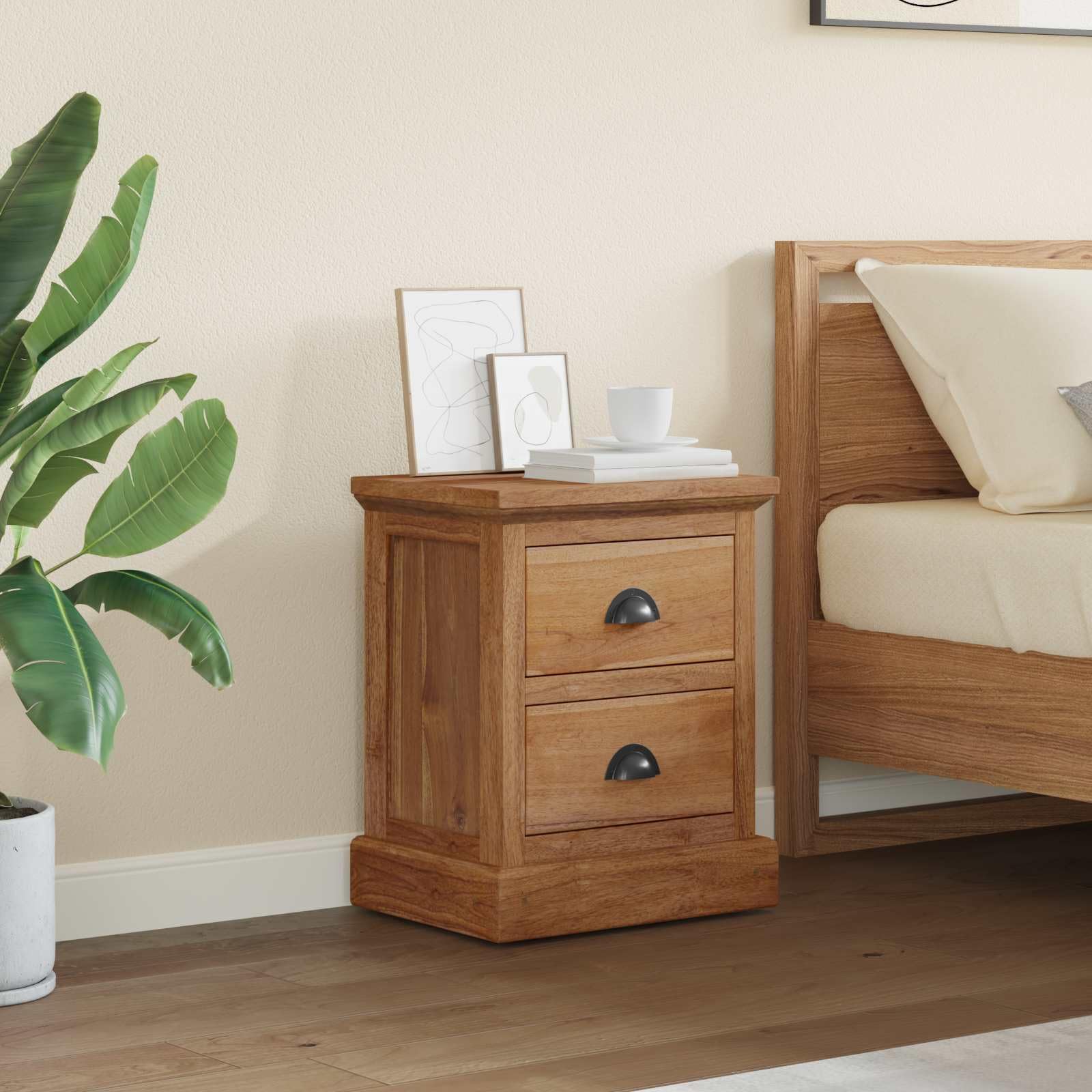 Table de chevet en teck massif avec tiroirs de rangement pour chambre à coucher vintage