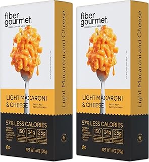Fiber Gourmet Mac and Cheese - Healthy & Cheesy Macaroni Noodles - Fiber-Rich, Low-Calorie Instant Pasta - Made in US, Kosher, and Has Zero Artificial Colors or Flavors - Pack of 2 x 6oz (170g)