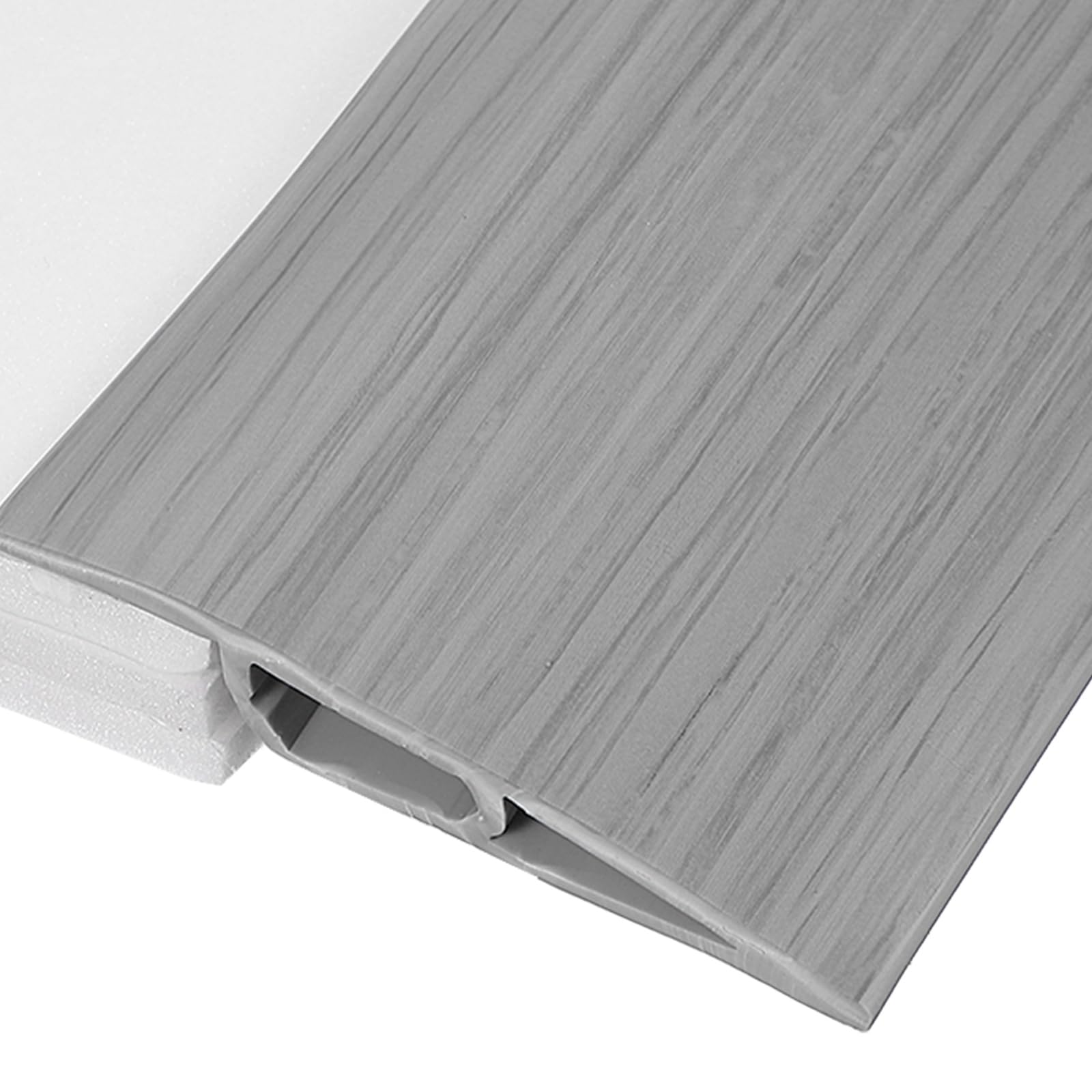 sourcing map Floor Transition Strip 3.3ft Self-Adhesive Flooring Edge Trim Strip for Uneven Floors Gaps from 1/2" to 9/16", Light Gray