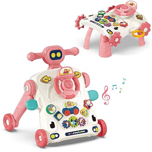 Juguete 3 en 1 para andador y empuje para bebé, centro de actividades sentado a pie, mesa de juego musical de educación temprana, volante, disponible en Yaxa Venezuela
