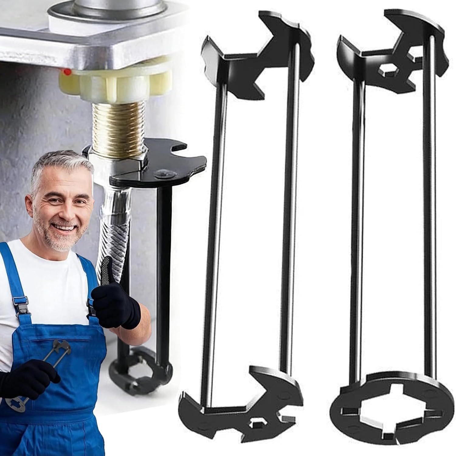 4 in 1 Water Pipe Wrench, 2026 Upgraded Multifunctional Sink Wrenches, Plumbing Repair Wrench, Sink Wrench Faucet Tool, Under Sink Wrench Faucet Tool for Kitchen Bathroom (Type A+Type B)