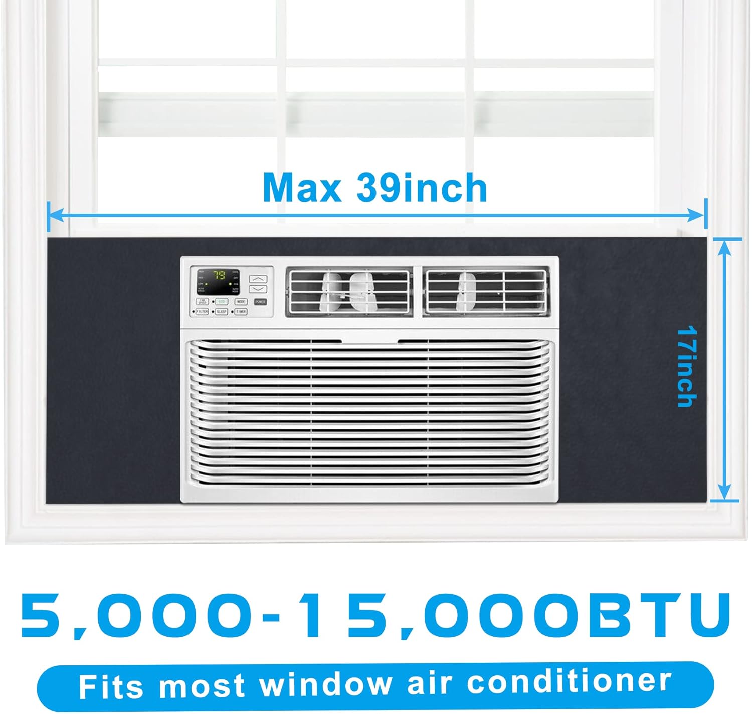 air jade window air conditioner side panels, full surround insulated foam cover for indoor window ac unit, window ac seal kit for summer and winter, black