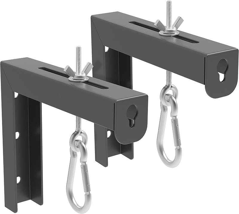 6 inch Adjustable Universal Projector Screen L-Bracket Wall Hanging Mount | Adjustable Extension with Hook Manual, for Wall or Ceiling Mount Home Projector and Movie Screens, 80 Lb Capacity Each(Black)