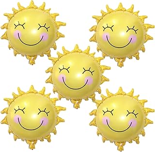 5PCS 26inch Sun Flower Foil Balloons Smiley Sunshine Sun Aluminum Balloon Birthday Wedding Decoration Summer Themed Party Decoration