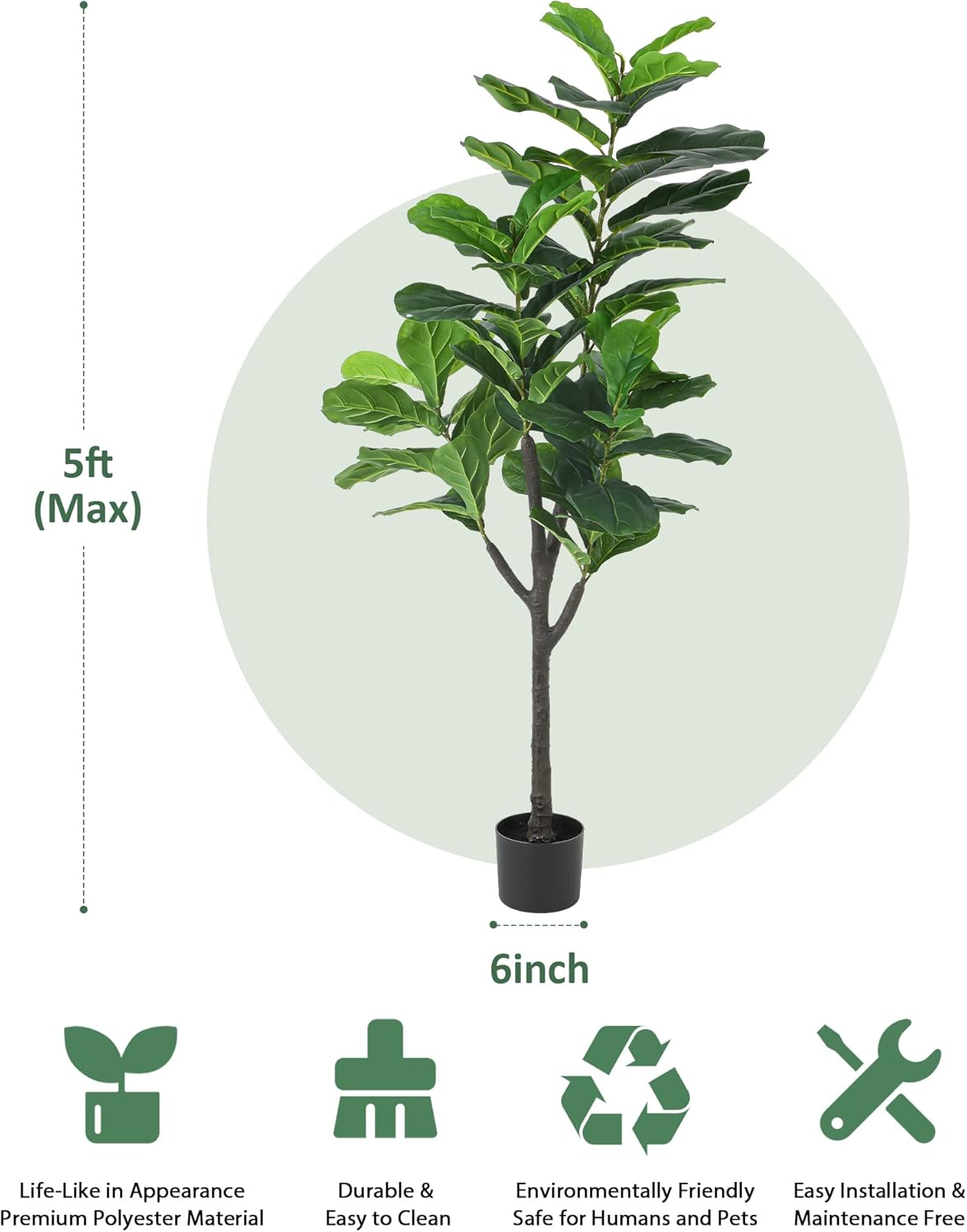 Buy Artificial Tree5 Ft Faux Plants Fig Tree in Pot KELOTEVEN