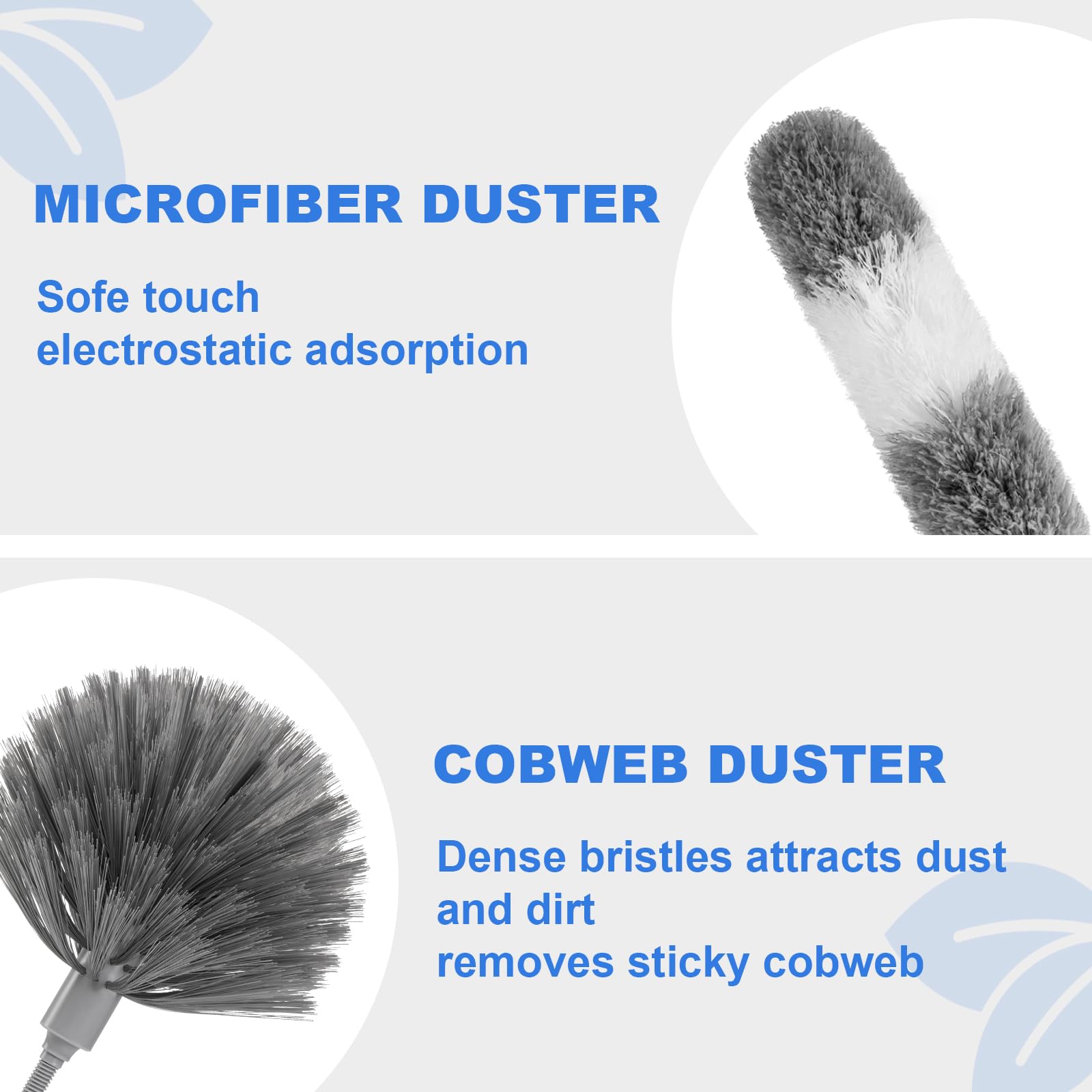 Plumero para limpieza, plumero de telaraña con poste de extensión, 3 piezas de limpiador de ventilador de techo, mango extendido, limpiador de persianas