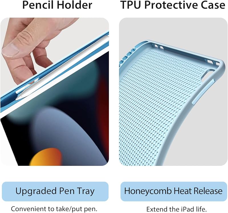 KBCASE iPad 10. generáció billentyűzetes tok ceruzatartóval, Bluetooth billentyűzet