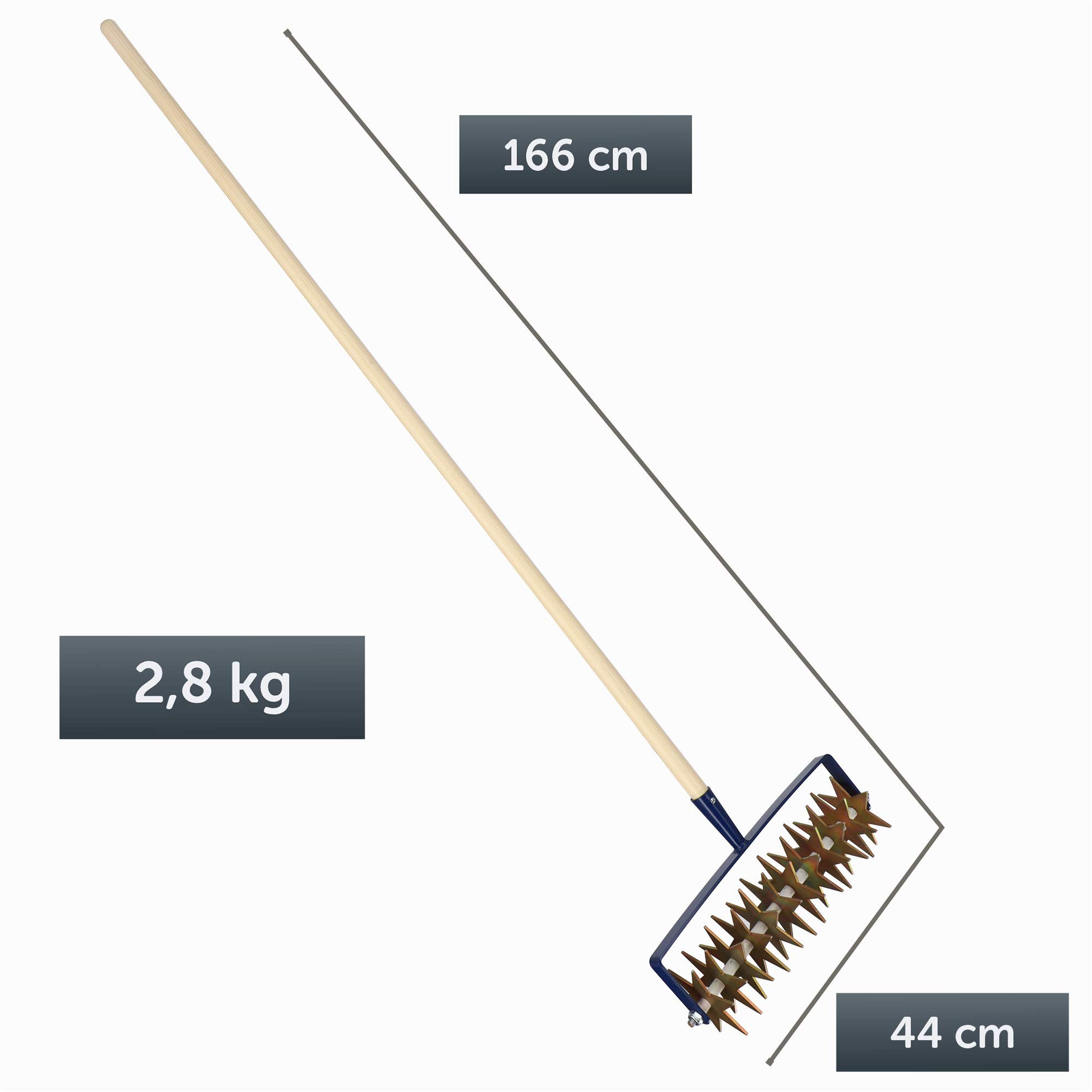 Kadax Star Mill con manico in legno, coltivatore, router da giardino, coltivatore a rulli, briciole per allentarsi il pavimento, coltivatore, zappa a rullo (con 12 stelle, maniglie in legno)
