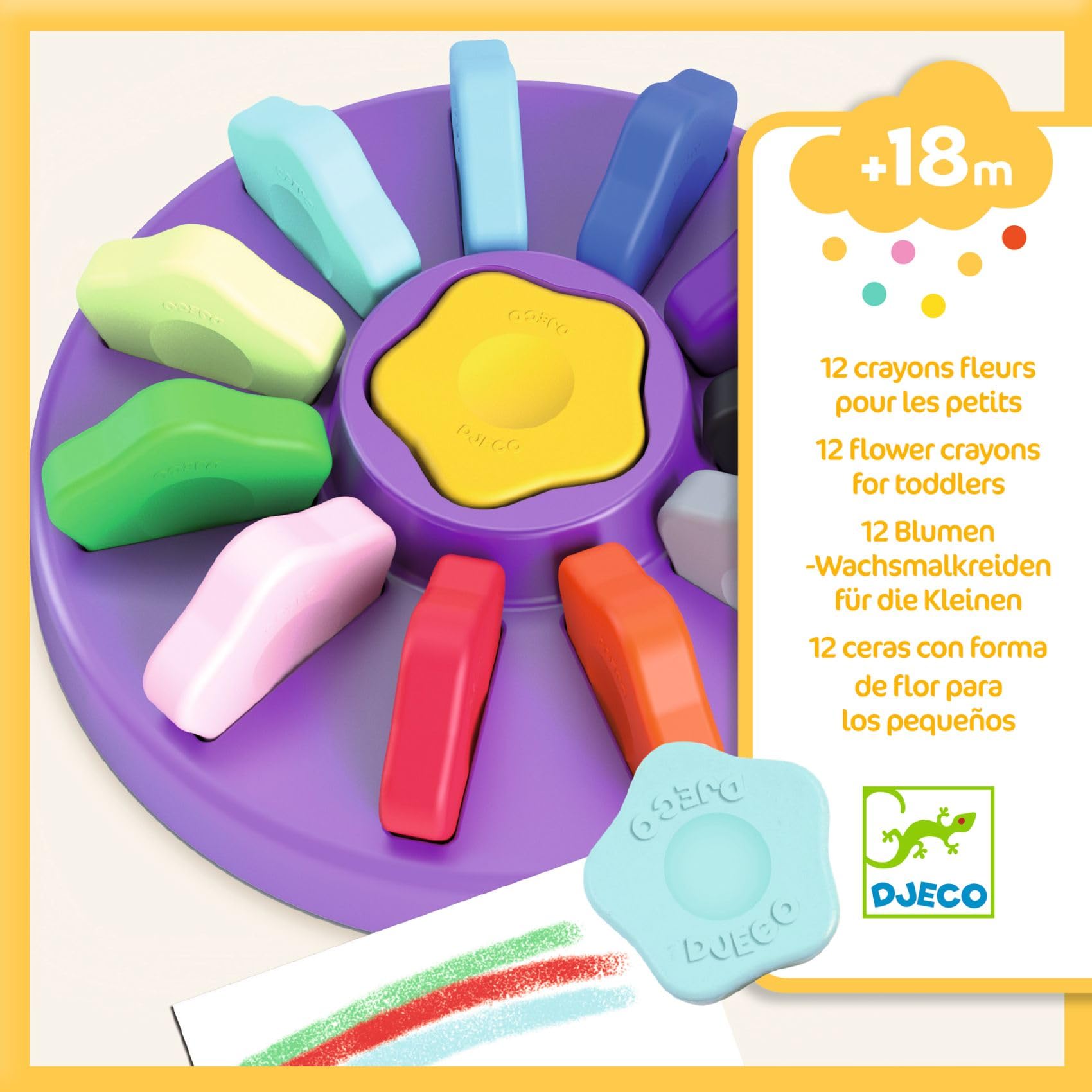DJECO Colori per bambini 12 a Forma di Fiore (39005), Multicolore, Unità (confezione da 1)