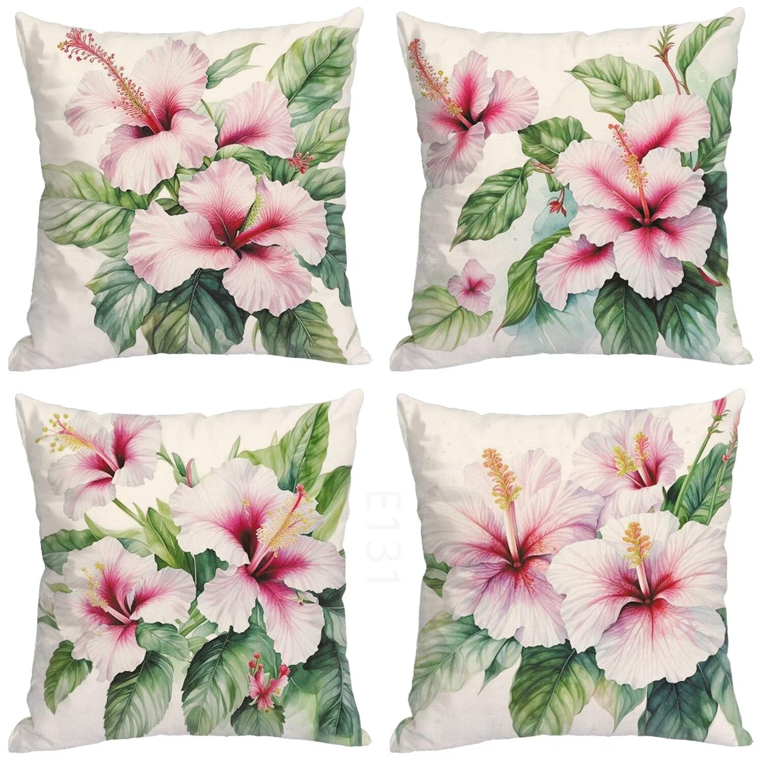 Rosa Federe Cuscini Divano 65x65cm,4 Pack Gloria mattutina Estate Esterno Cuscini per Divano,Doppio Lato Quadrato Morbido Cuscini Divano,per Divano Soggiorno Sedia Autunno Dekoration Cuscino LY-131