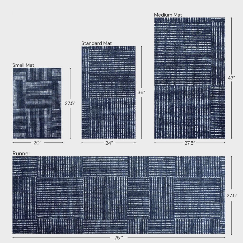 Wash + Dry Canvas Navy 2x3 One-Piece Washable Rug with Rubber Backing, Small Door Mat for Entryway, Kitchen, Bathroom, Non-Slip Indoor Doormat, Washable Entryway Rug, Pet Friendly, Blue