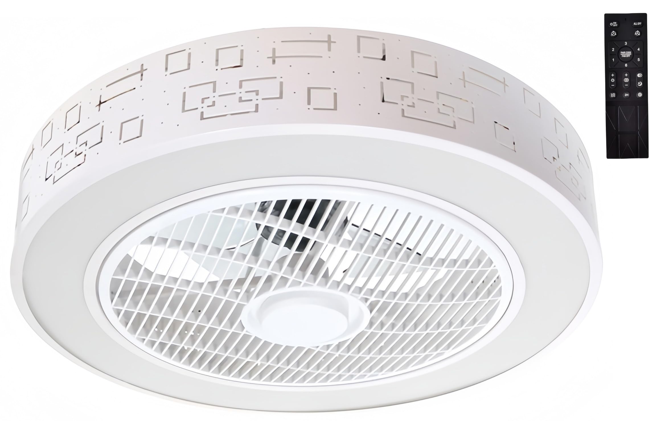 Ventilador de Techo con Luz Lámpara LED 36W - Ventilador Invisible APP Control Con Mando a Distancia Regulable Fría/Neutra/Cálida - Φ51*H24 cm- Decoración de interiores - Plafón de techo lluminación