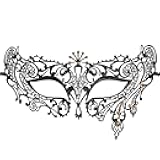 Thmyo Women's Laser Cut Metal Venetian Halloween Mardi Gras Party Mask (Black+champagne)