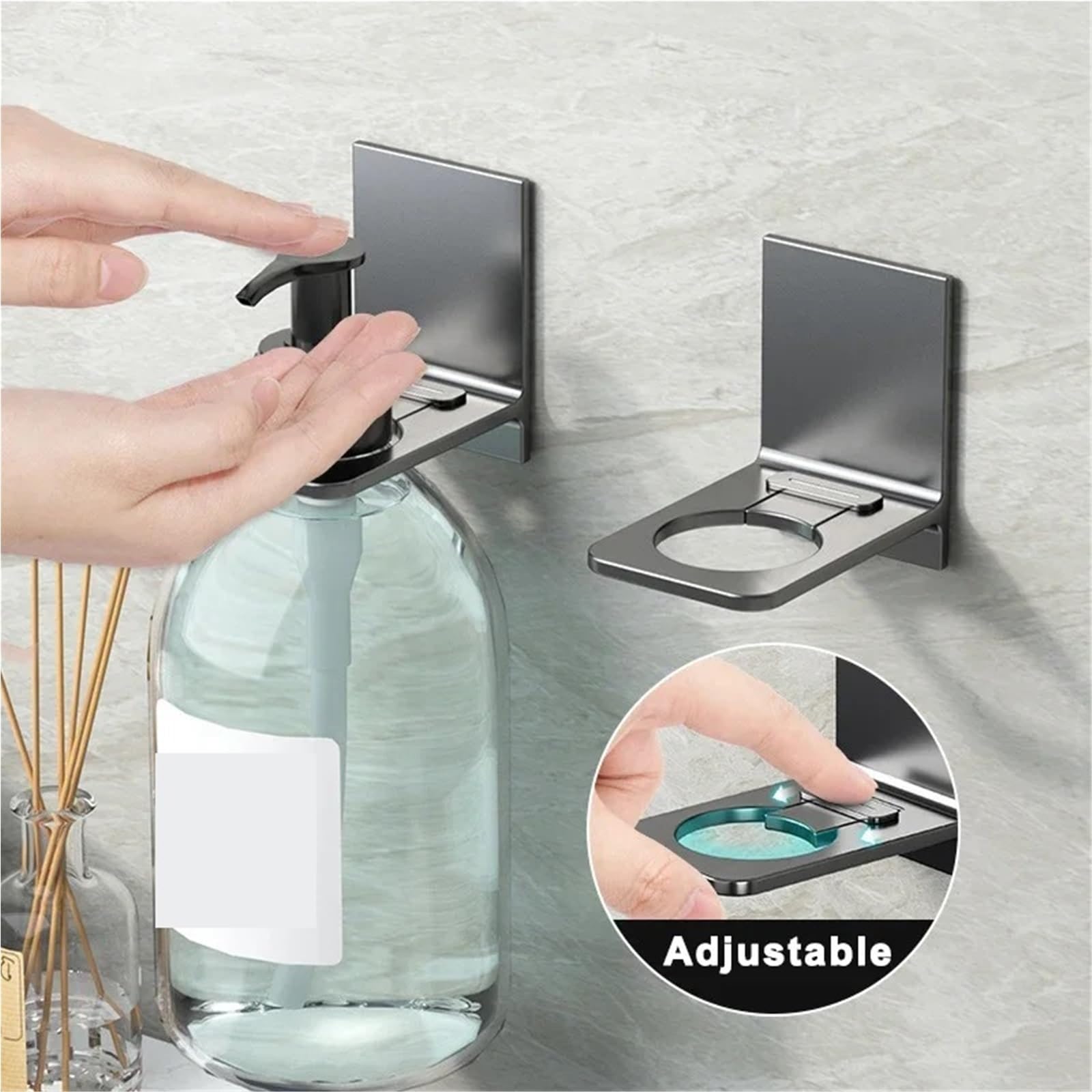 Estante de ducha ajustable – Soporte de pared para champú y gel con ganchos – Instalación sin taladro para almacenamiento sobre el cabezal de ducha – 10 paquetes
