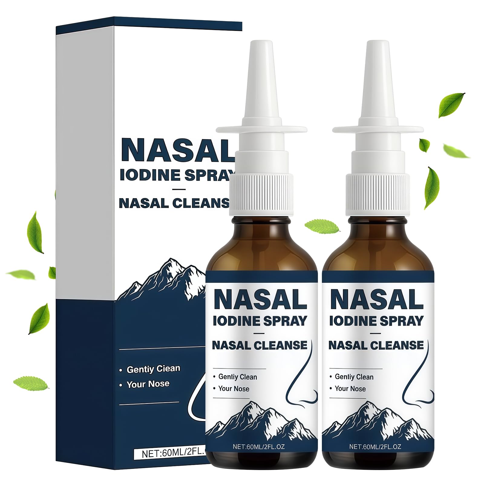 Timeno 2Pcs Iodine Nasal Spray, Daily Nasal Cleanse