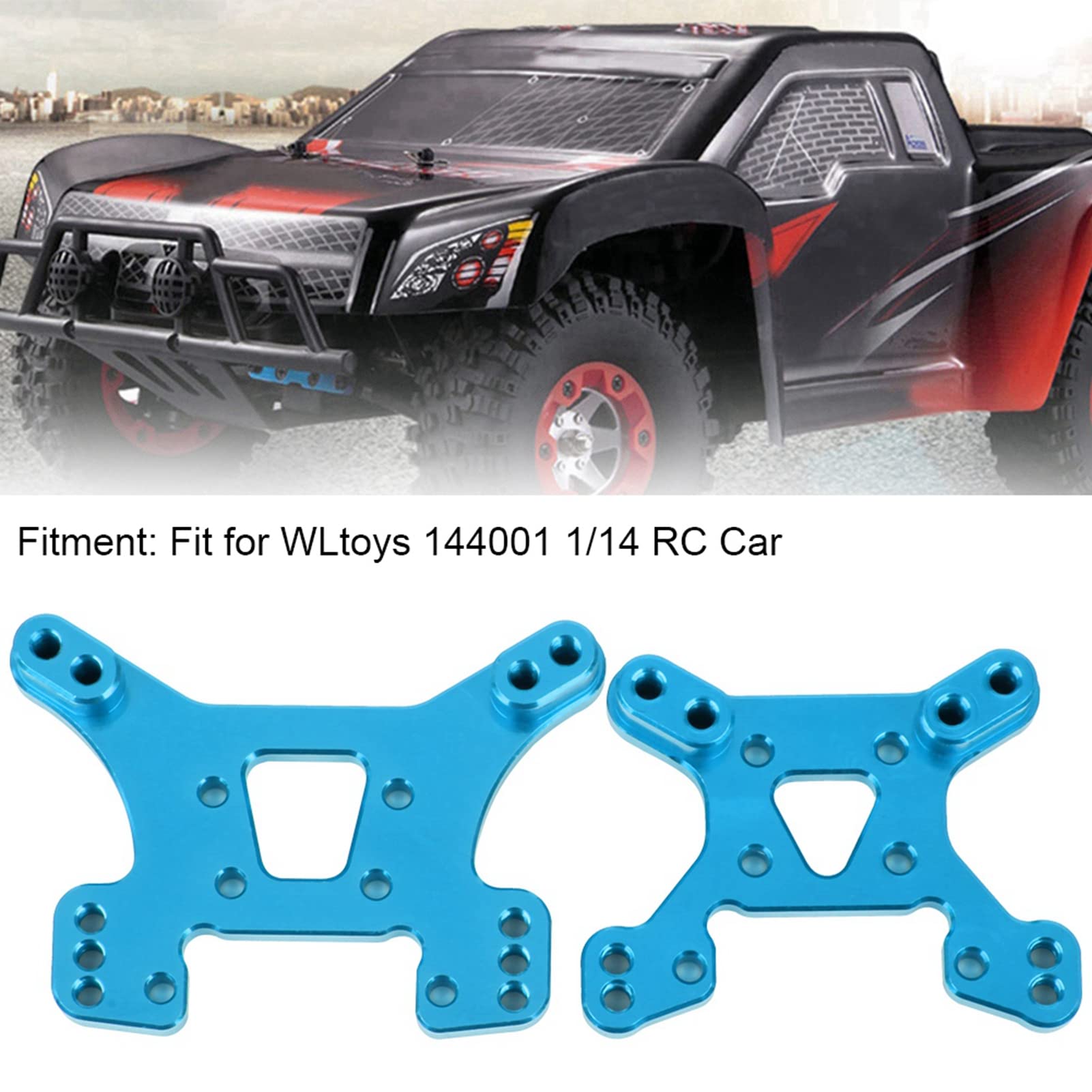 Pilipane Aluminum Alloy Shock Tower Board Set for WLtoys 144001 RC Car Enhanced Replacement Parts (Blue)