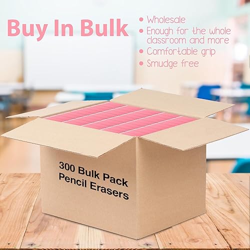 Miniatura 5 de Borradores biselados rosados para niños, grandes, sin látex, 300 unidades en un paquete a granel
