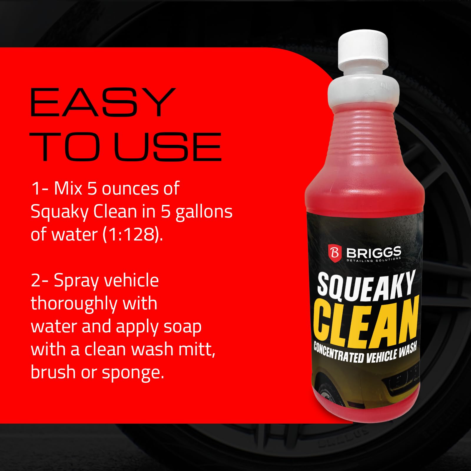 Briggs Squeaky Clean Hyper Concentrated Vehicle Wash: The Ultimate Car Wash Soap, Shampoo, and Water Spot Remover – Your Comprehensive Car Care Solution for Unmatched Brilliance (32 oz)