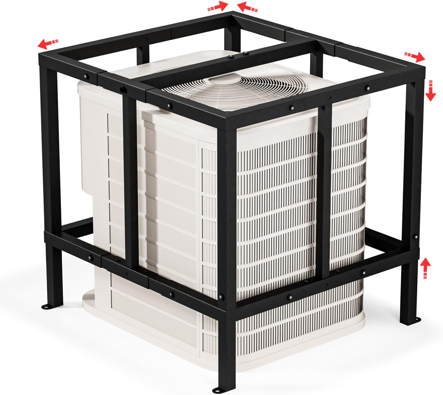 Heavy Duty Steel Air Conditioner Security Cage, Adjustable Size 30.1–41.5''W, 23.4–41.5''H, Reinforced Anti-Theft Design & Black Powder Protective Coating