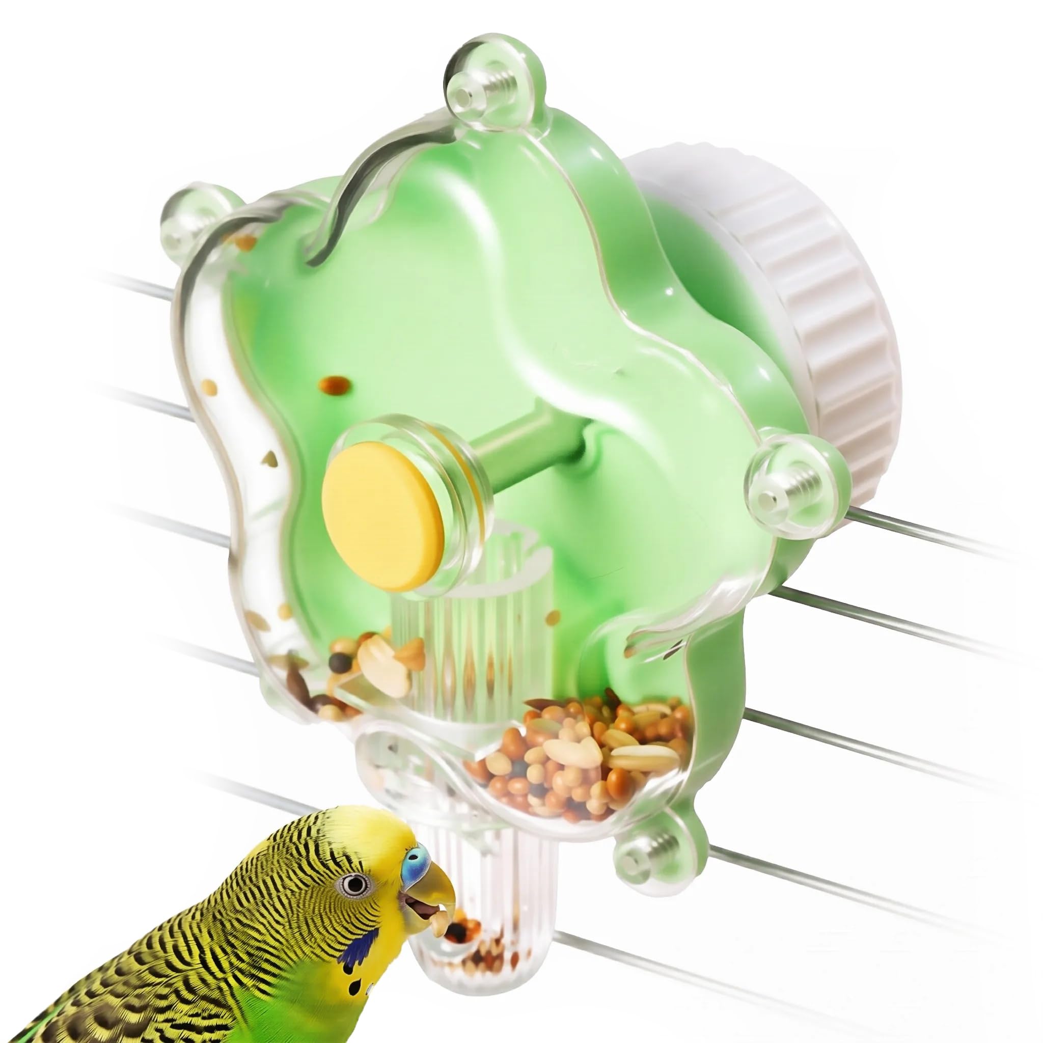 Mangeoire à oiseaux rotative en acrylique transparent avec compartiments pour cage de perroquet