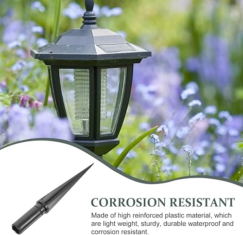 Vista 7 de Estacas de plástico para el suelo, 10 estacas de luz solar, picos de tierra reforzados de plástico, picos de repuesto para lámparas de jardín