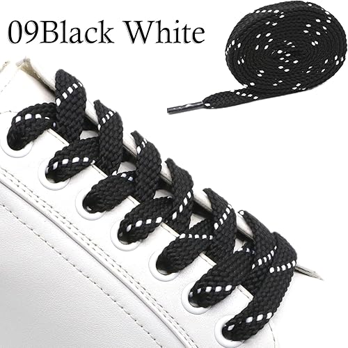 Miniatura 4 de DANHUA - Cordones de zapato plano multicolor con punto de sarga grueso y encaje, 2 pares