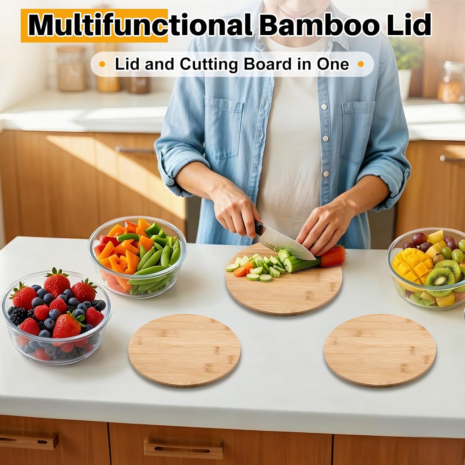 Blushtier 4 Pack 44 oz Borosilicate Glass Food Containers with Bamboo Lids, Stackable Glass Bowls for Meal Prep & Lunch, Microwave, Freezer and Dishwasher Safe