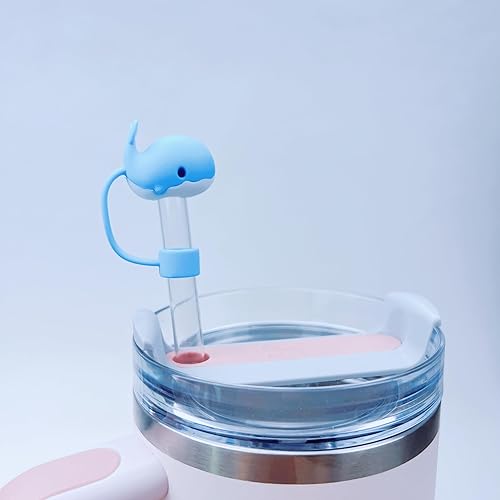 Miniatura 8 de Paquete de 6 cubiertas de paja de 0.394 pulgadas con forma de organismo marino lindo de silicona de grado alimenticio, tapas de puntas de popote