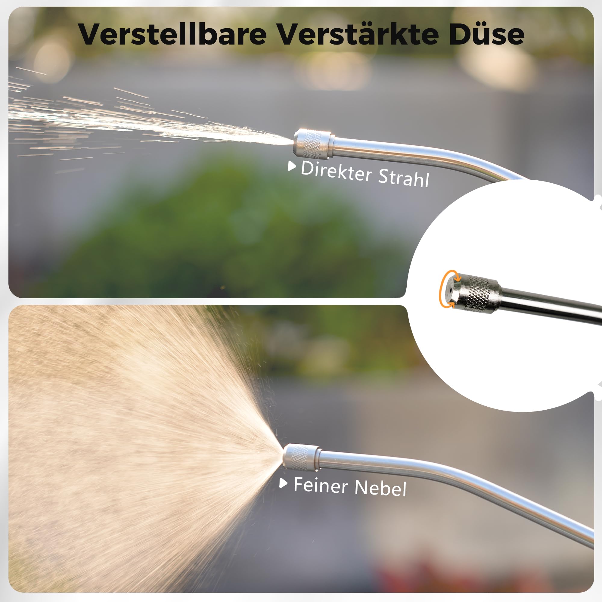 Diivoo 5L Akku Drucksprühgerät | Drucksprüher & Gartensprüher mit 2000mAh Akku | Verstellbare Düse Nebel & Strahl | Tank mit Skala | Elektrische Gartenspritze für Garten, Unkraut, Pflanzenschutz