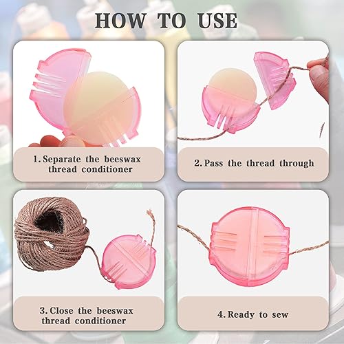 Miniatura 4 de Acondicionadores de hilo de cera de abejas para coser, cera de abejas, fortalecimiento de cera de abejas, soportes redondos, acondicionadores rojos,