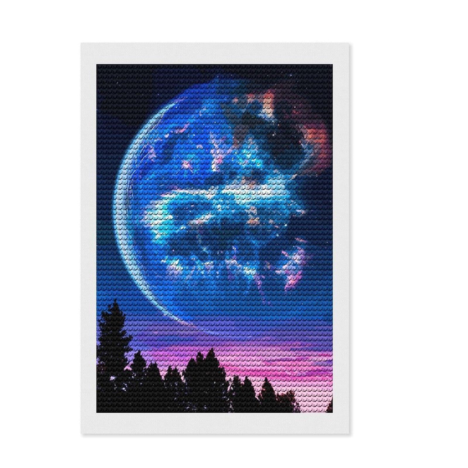 Junmoney Planet Fantasy Round Drill Diamond Painting 8"x12", Gift Idea, for Teens, Fun Craft Experience, Aesthetic Room Decor