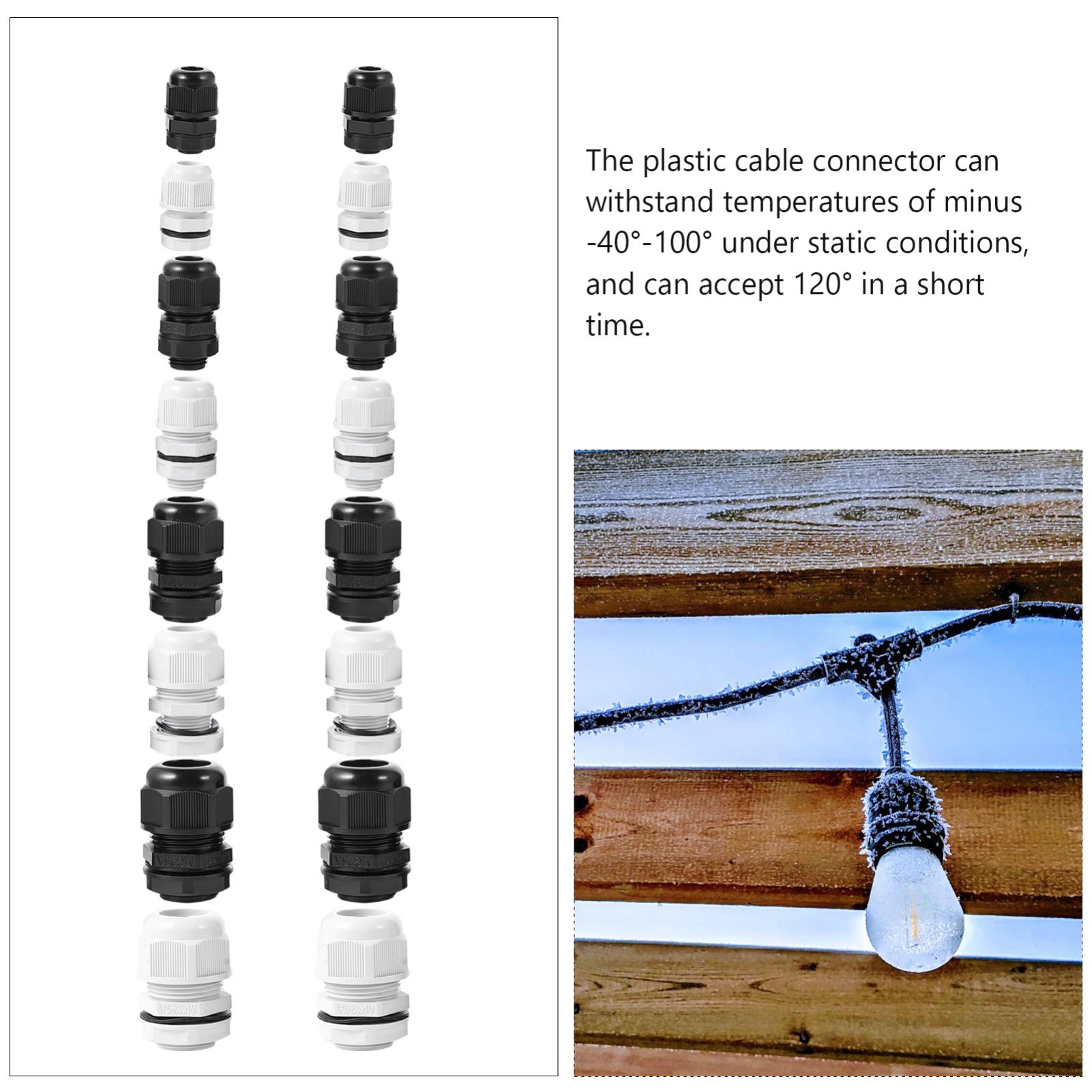 LIFKOME 40 Prensaestopas Impermeables de Plástico Mg12 Mg16 Mg20 Mg25, Protector de Cables Resistente al Desgaste para Cableado